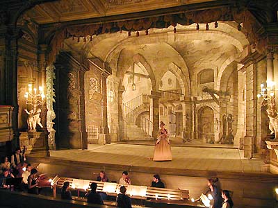 Schloss Český Krumlov, Probeproduktion im Schlosstheater - Auftritt des Ensembles Cappella Accademica, August 1999, Foto: Libor Sváček 
