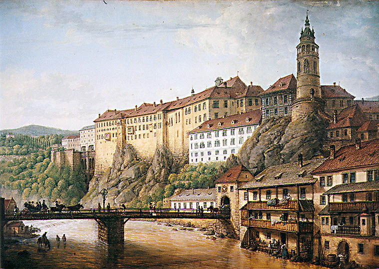 Ferdinand Runk - view onto Český Krumlov Castle (1824)