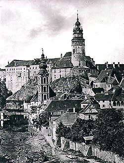 Fotografie des Schlosses Český Krumlov aus dem Jahre 1929 