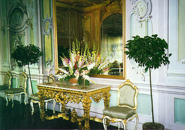 Flower decorations in Hall of Mirrors in Český Krumlov Castle