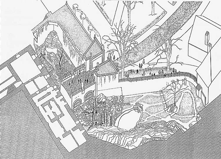 Study of reconstruction of Bear area at Český Krumlov Castle