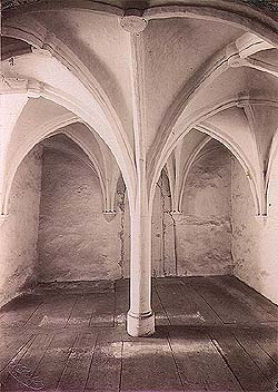 Romanesque chamber in Český Krumlov Castle, detail of vaults, historical photo, foto: J.Seidel 
