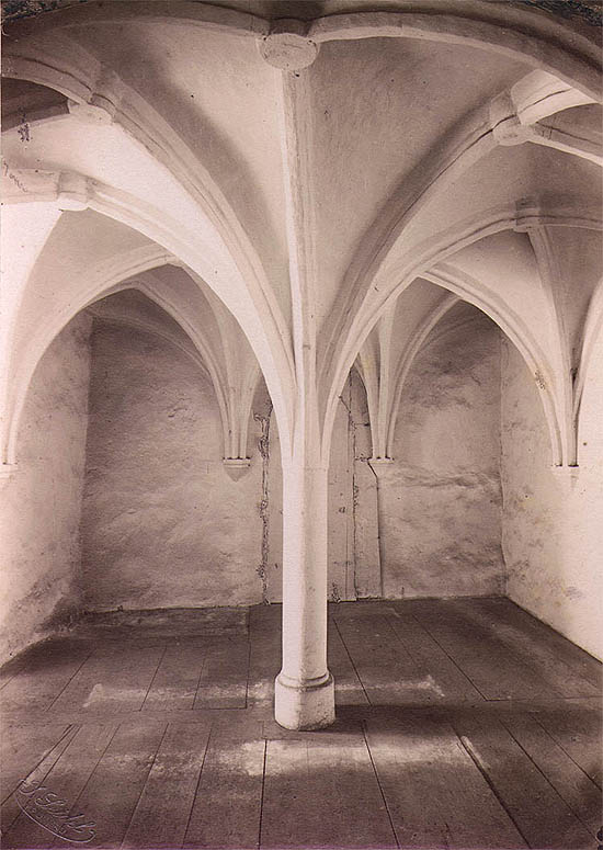 Romanesque chamber in Český Krumlov Castle, detail of vaults, historical photo, foto: J.Seidel