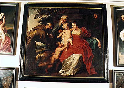 Český Krumlov Castle, picture gallery, Holy family with St. Francis, copy of an original by Peter Paul Rubens, middle 17th century 
