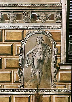 Nástěnné malby na IV. nádvoří zámku Český Krumlov, detail 