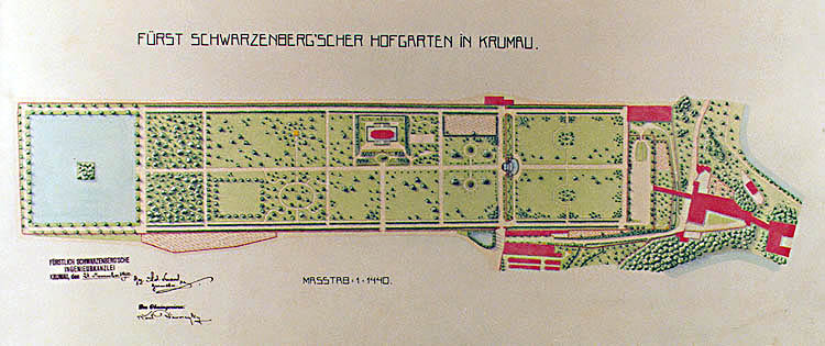 Plan des Schlossgartens auf dem Schloss Český Krumlov aus dem Jahre 1910