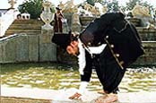 Oslava znovuzprovoznění kaskádové fontány v zámecké zahradě, 3.8. 1998, šašek 