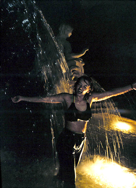Český Krumlov, celebration of the re-opening of the Castle Cascade Fountain 3. August 1998, Cascade Fountain with water nymph in the foreground