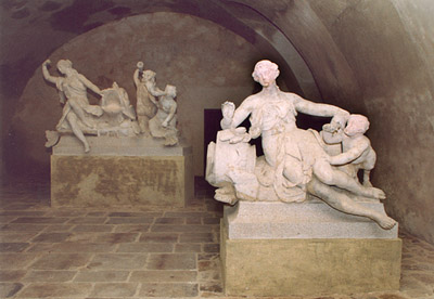 Castle Lapidarium in Český Krumlov, Nymph with pearl and Silenos, author: J. A. Zinner a M. Griessler, 1749-1765, foto: Ladislav Pouzar 