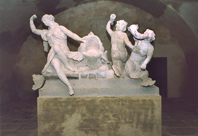 Castle Lapidarium in Český Krumlov, Sea nymph Galateia with dolphin and tritons, authors J. A. Zinner a M. Griessler, 1749-1765, foto: Ladislav Pouzar 