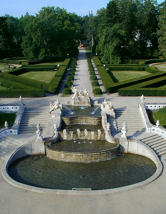 Schlossgarten in Český Krumlov, Kaskadenfontäne