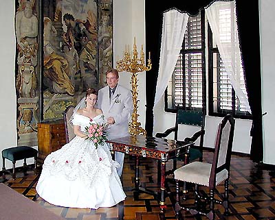 Schloss Český Krumlov, I. Besichtigungstrasse - Barockspeisesaal, Hochzeitsgäste, Foto: Zdena Flašková 