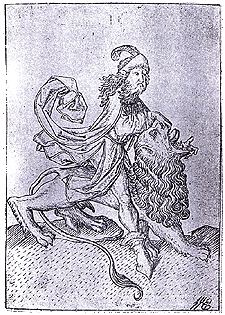 Samson is killing a lion, a copperplate engraving by Master craftsman ES 