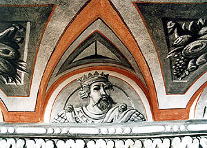 Chateau No. 59 - Lower castle, detail of mural painting at facade of object, 