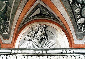Chateau No. 59 - Lower castle, detail of mural painting at facade of object, 