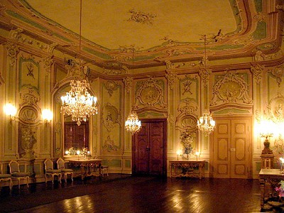 Schloss Český Krumlov, Spiegelsaal bei der ursprünglichen Kerzenbeleuchtung, Foto: Lubor Mrázek 