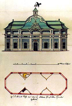 Plan des Lustschlösschens Bellarie im Schlossgarten in Český Krumlov 